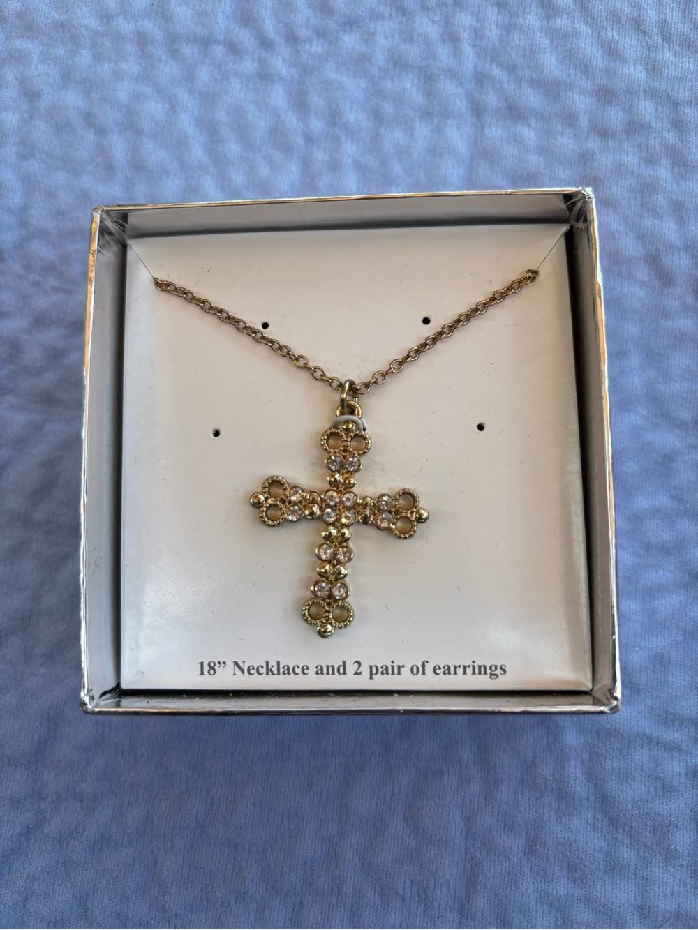 Gold Tone Crystal Cross Pendant Necklace - Women Jewelry